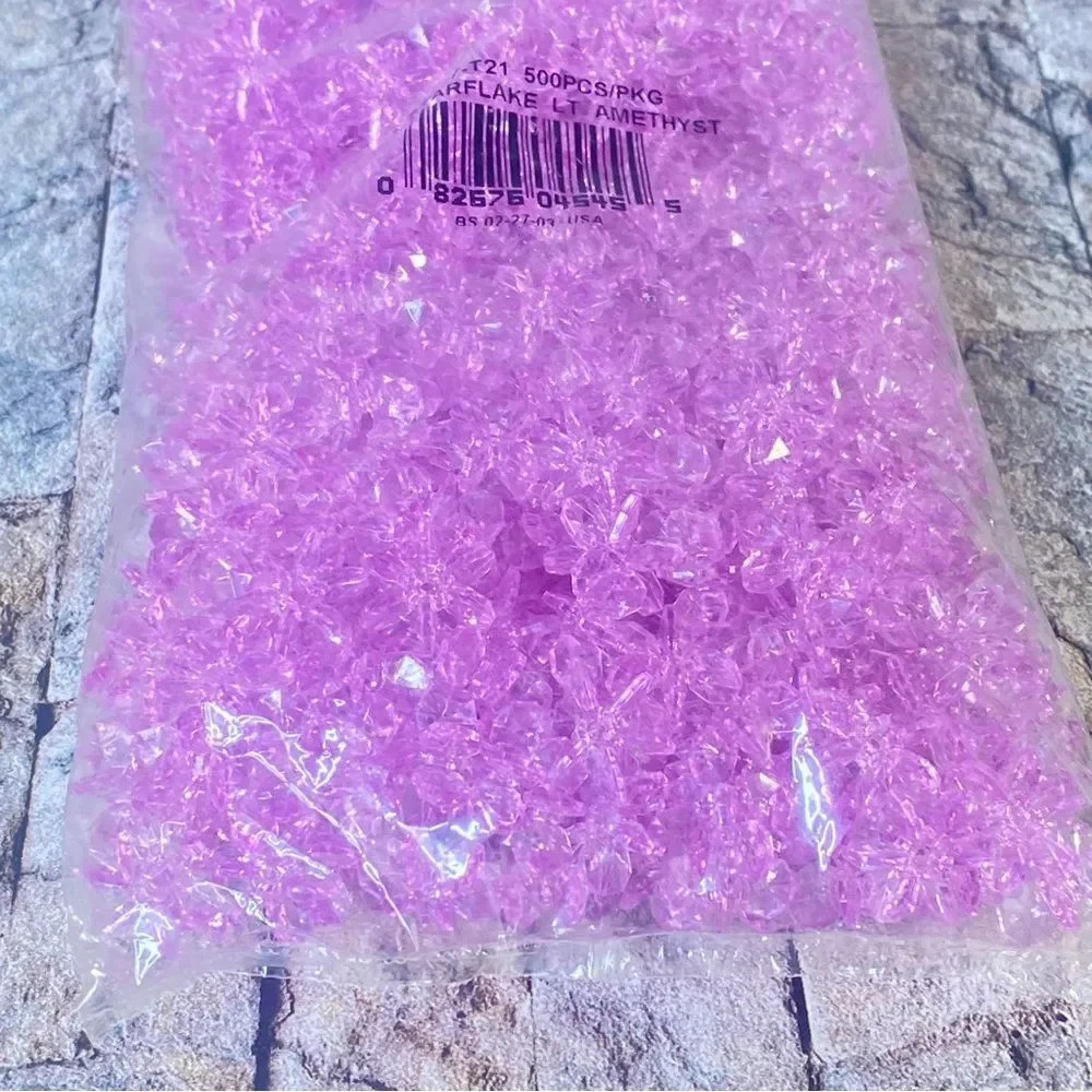 Darice Purple Craft Beads NWT Starflake Light 18MM 500 Pieces Jewelry Making